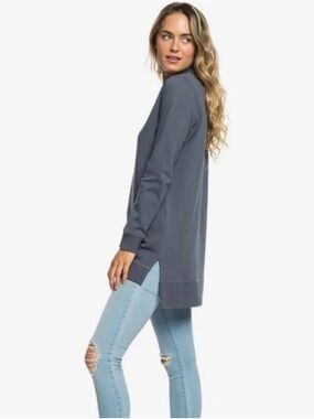 Roxy Long Sleeve Tunic Hi Lo Dress in Slate Gray